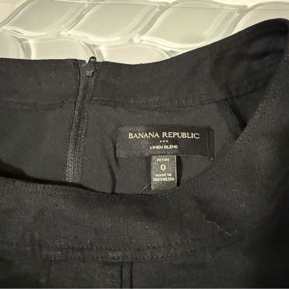 Banana Republic Linen Blend Classic Black Mini Dress Size OP Minimalist Preppy - Picture 7 of 11